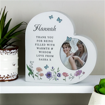 Personalised Wild Flowers Photo Upload Heart Ornament