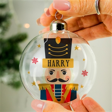 Personalised Nutcracker Christmas Glass Bauble