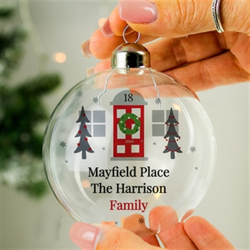 Personalised Home For Christmas Glass Bauble
