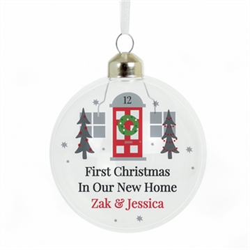 Personalised Home For Christmas Glass Bauble