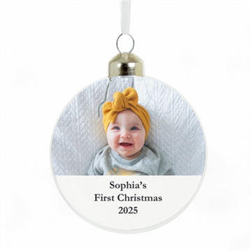 Personalised Message Photo Upload Glass Bauble