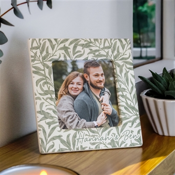 Personalised Leaf Print Ceramic 4x4 Photo Frame