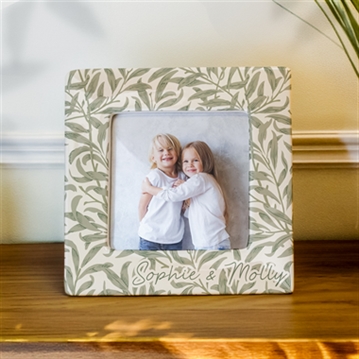 Personalised Leaf Print Ceramic 4x4 Photo Frame