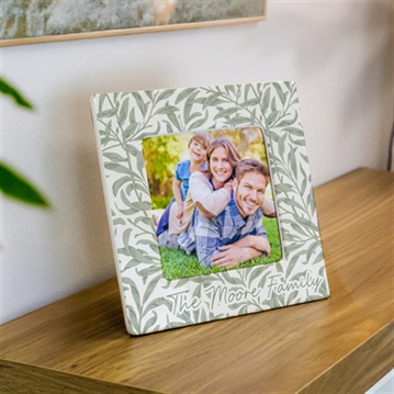 Personalised Leaf Print Ceramic 4x4 Photo Frame