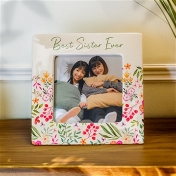 Personalised Floral Ceramic 4x4 Photo Frame