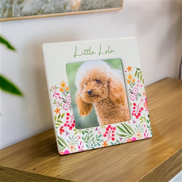 Personalised Floral Ceramic 4x4 Photo Frame