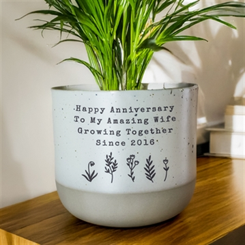 Personalised Floral Flecked Plant Pot