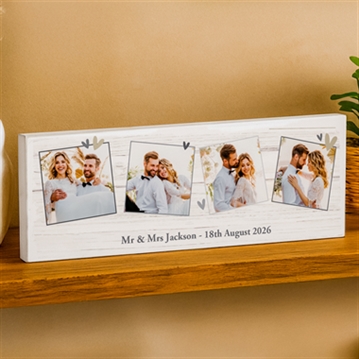 Personalised Photo Upload Hearts Mantel Block