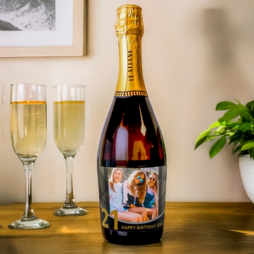 Personalised Photo Upload 21st Birthday Prosecco