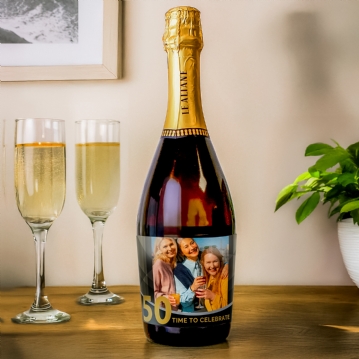 Personalised Photo Upload 50th Birthday Prosecco