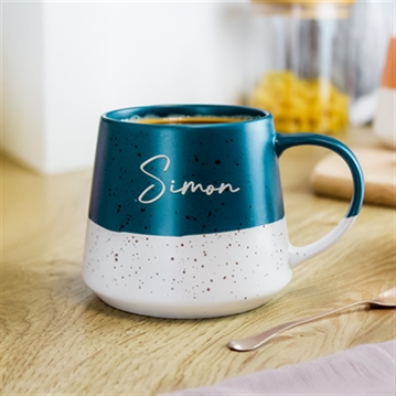 Personalised Blue Speckled Name Ceramic Mug