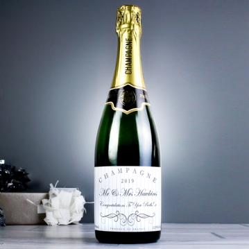 Personalised Champagne Bottle - Elegant Swirl