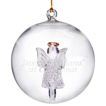 Personalised Glass Angel Christmas Bauble