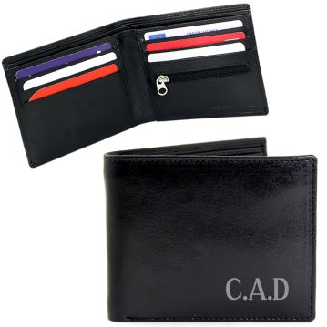 Personalised Black Leather Wallet