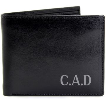 Personalised Black Leather Wallet