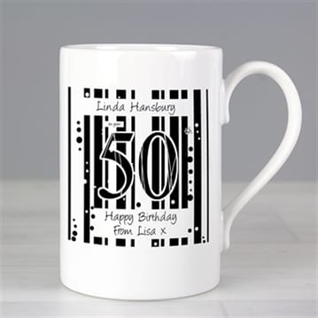 Black And White Personalised Happy Birthday Mug
