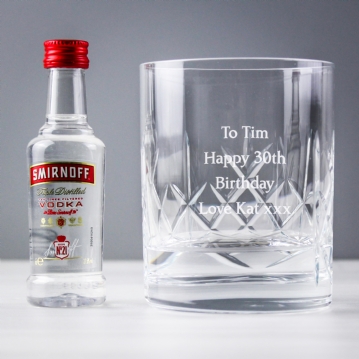 Personalised Crystal Glass & Vodka Gift Set