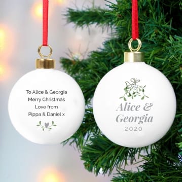 Personalised Couples Mistletoe Bauble