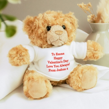 Personalised Teddy Bear In White Jumper