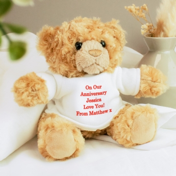 Personalised Teddy Bear In White Jumper