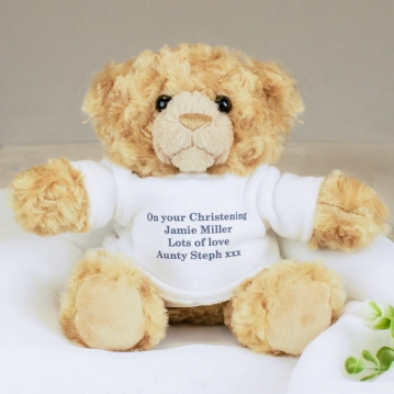Personalised Teddy Bear In Cream Jumper