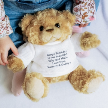 Personalised Teddy Bear In Cream Jumper