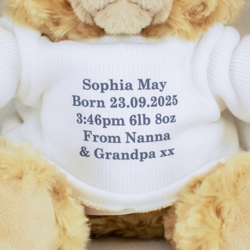 Personalised Teddy Bear In Cream Jumper
