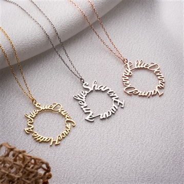 Personalised Circle Family Name Necklace