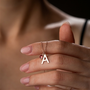 Initial and Birthstone Necklace