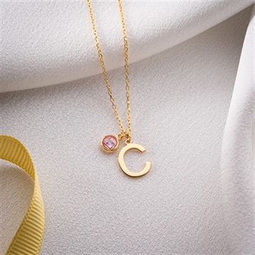 Initial and Birthstone Necklace