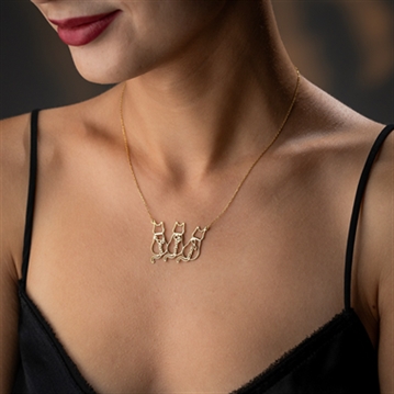 Personalised Sterling Silver Cat Necklace with Name