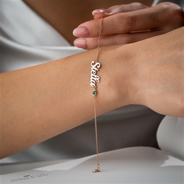 Personalised Name Bracelet with Birthstone