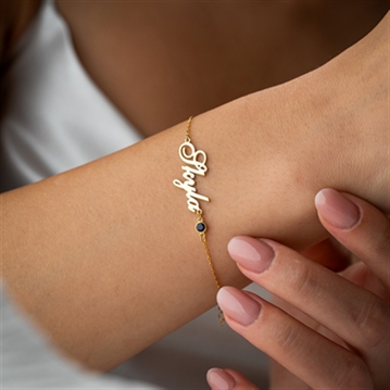 Personalised Name Bracelet with Birthstone