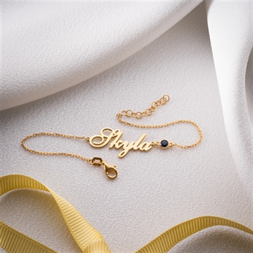 Personalised Name Bracelet with Birthstone