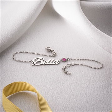 Personalised Name Bracelet with Birthstone