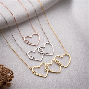 Personalised Three Hearts Necklace in Sterling Silver