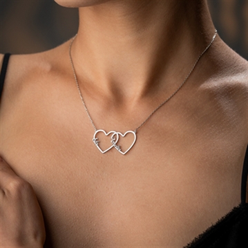 Personalised Three Hearts Necklace in Sterling Silver