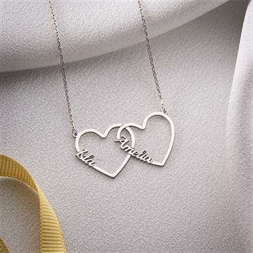 Personalised Three Hearts Necklace in Sterling Silver