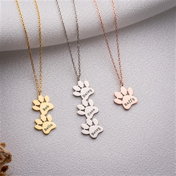 Personalised Dog Paws Necklace with Name
