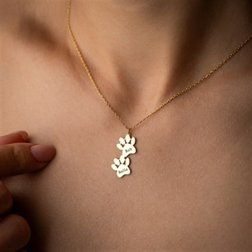 Personalised Dog Paws Necklace with Name