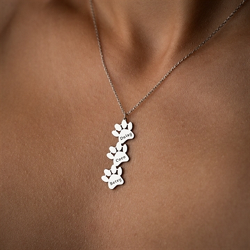 Personalised Dog Paws Necklace with Name