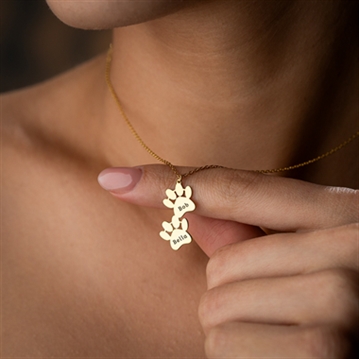 Personalised Dog Paws Necklace with Name