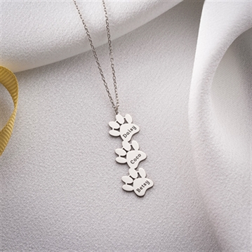 Personalised Dog Paws Necklace with Name