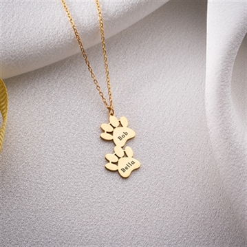 Personalised Dog Paws Necklace with Name