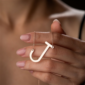 Large Sideway Initial Necklace in Sterling Silver