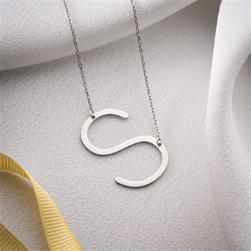 Large Sideway Initial Necklace in Sterling Silver