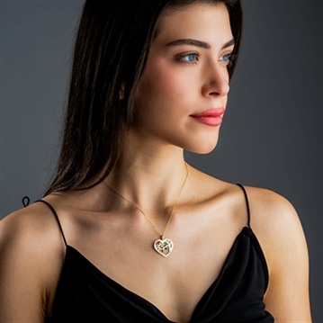 Personalised Heart-Shaped Family Tree Necklace with Birthstone