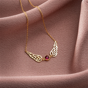 Angel Wing Necklace with Birthstone