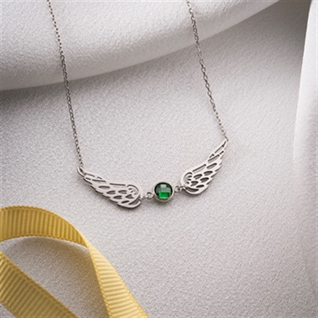 Angel Wing Necklace with Birthstone