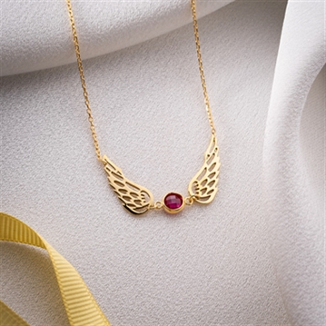 Angel Wing Necklace with Birthstone